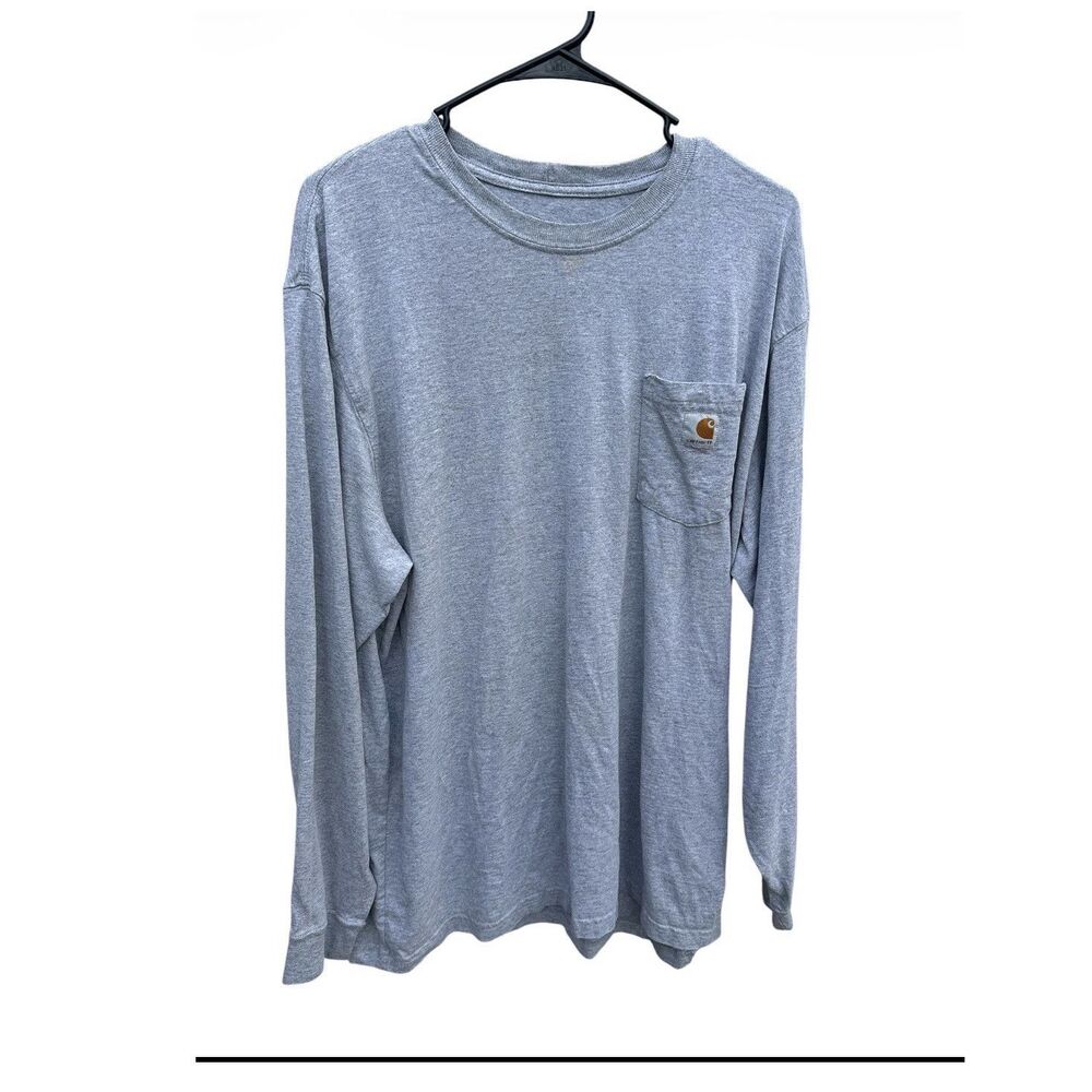 Carhartt Gray Pocket Logo Long Sleeve Crew Neck T-Shirt Men's XL Regular